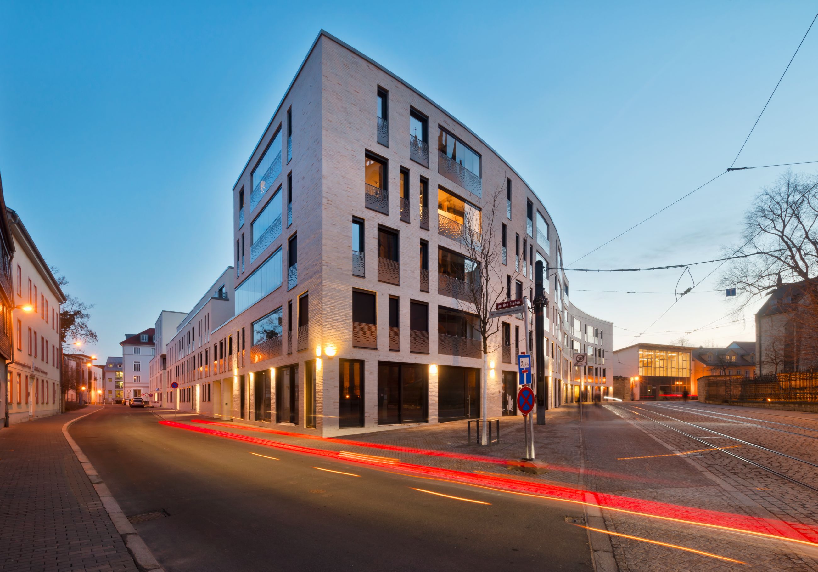Nachtaufnahme Fotografie Wohngebäude Erfurt Thüringen Deutschland